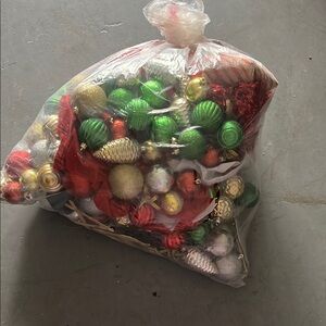 Assorted Christmas Ornaments - Red, Green, Gold